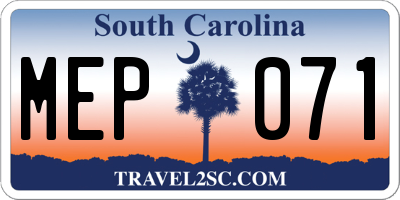 SC license plate MEP071