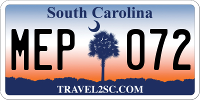 SC license plate MEP072