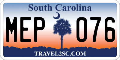 SC license plate MEP076
