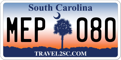SC license plate MEP080