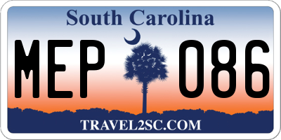 SC license plate MEP086
