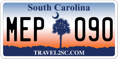 SC license plate MEP090