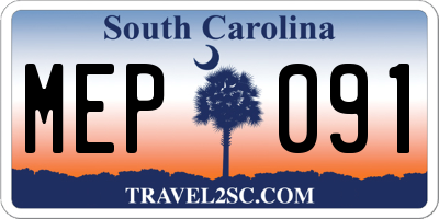 SC license plate MEP091