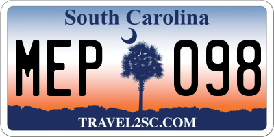 SC license plate MEP098