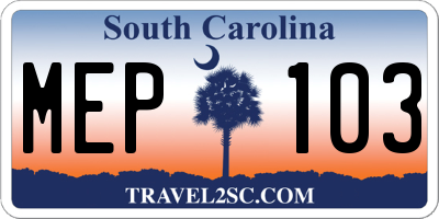 SC license plate MEP103