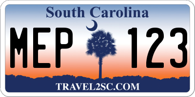 SC license plate MEP123