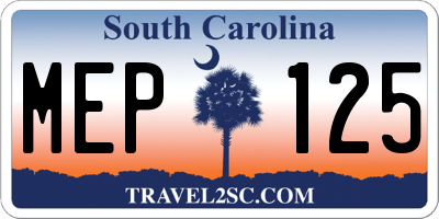 SC license plate MEP125