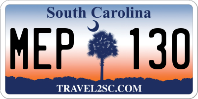 SC license plate MEP130