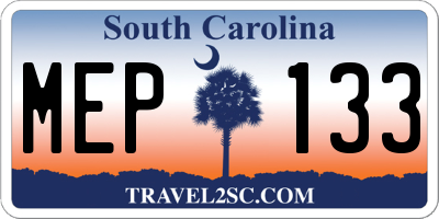 SC license plate MEP133