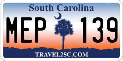 SC license plate MEP139