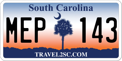 SC license plate MEP143