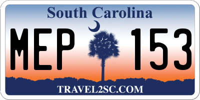 SC license plate MEP153