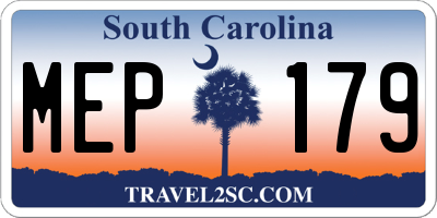 SC license plate MEP179