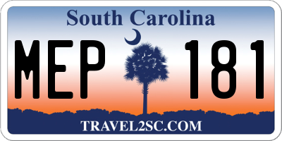 SC license plate MEP181