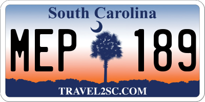 SC license plate MEP189