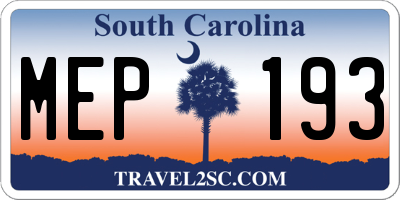 SC license plate MEP193