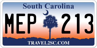 SC license plate MEP213