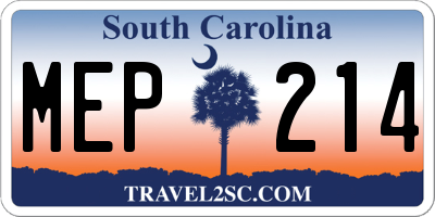 SC license plate MEP214