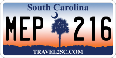 SC license plate MEP216