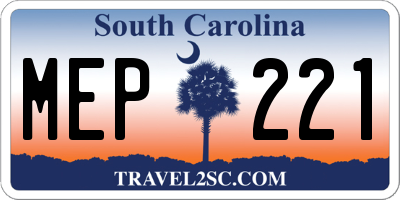 SC license plate MEP221
