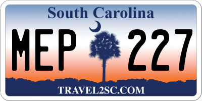 SC license plate MEP227