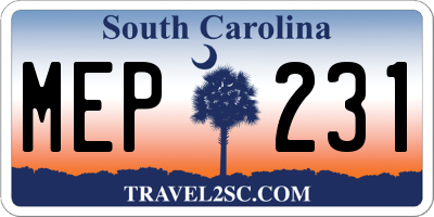 SC license plate MEP231