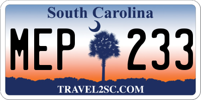 SC license plate MEP233