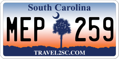 SC license plate MEP259