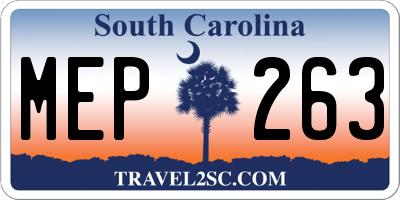 SC license plate MEP263
