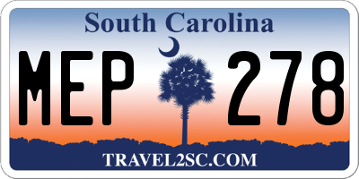 SC license plate MEP278