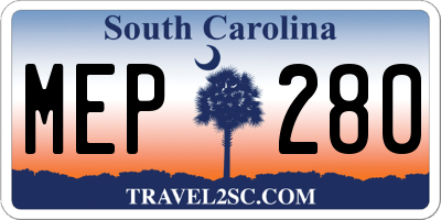 SC license plate MEP280