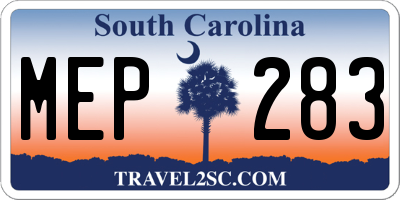SC license plate MEP283