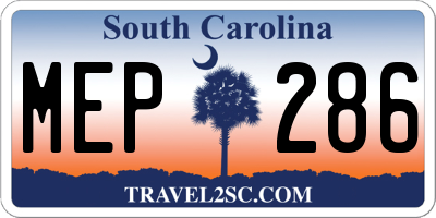 SC license plate MEP286