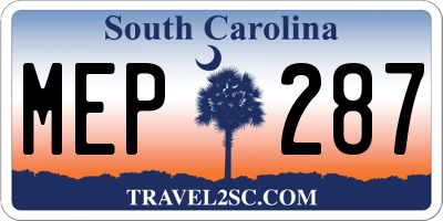 SC license plate MEP287