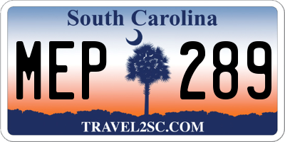 SC license plate MEP289