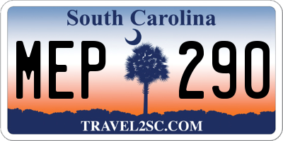 SC license plate MEP290