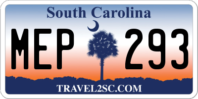 SC license plate MEP293