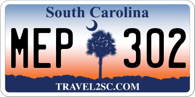 SC license plate MEP302