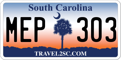 SC license plate MEP303