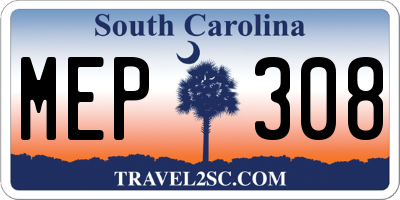 SC license plate MEP308