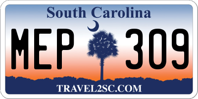SC license plate MEP309