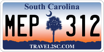 SC license plate MEP312