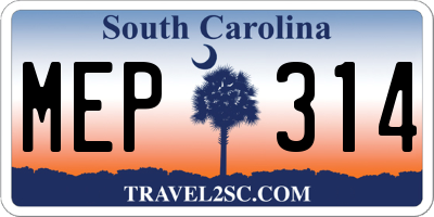 SC license plate MEP314