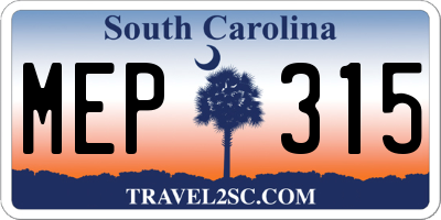 SC license plate MEP315