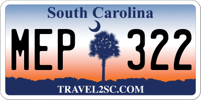 SC license plate MEP322
