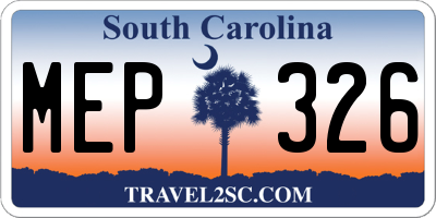SC license plate MEP326
