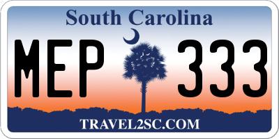 SC license plate MEP333