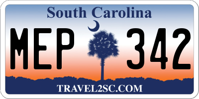 SC license plate MEP342