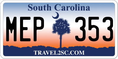 SC license plate MEP353
