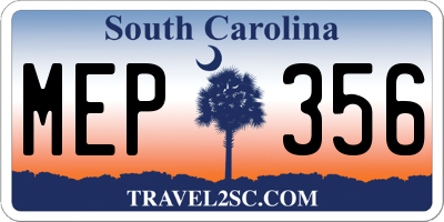 SC license plate MEP356